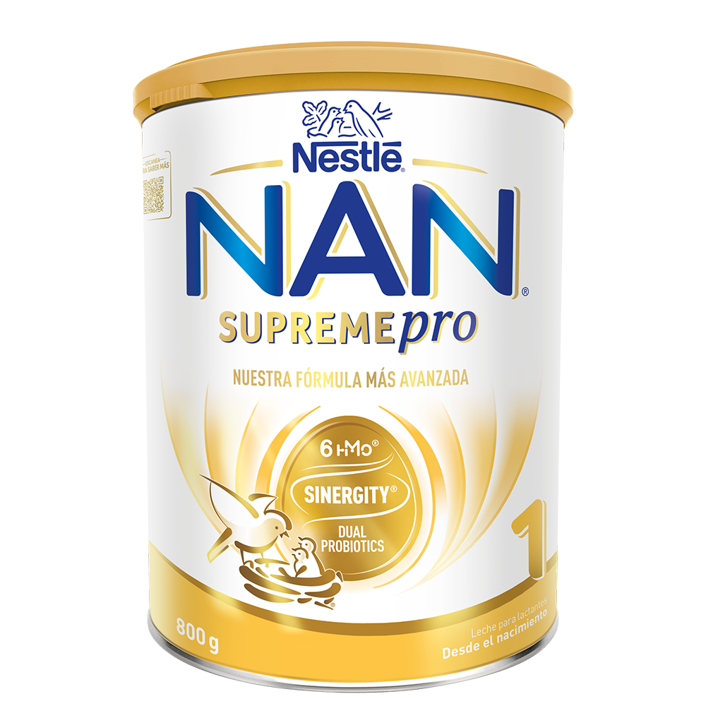 Nestlé NAN Supremepro infant formula can, white and gold packaging
