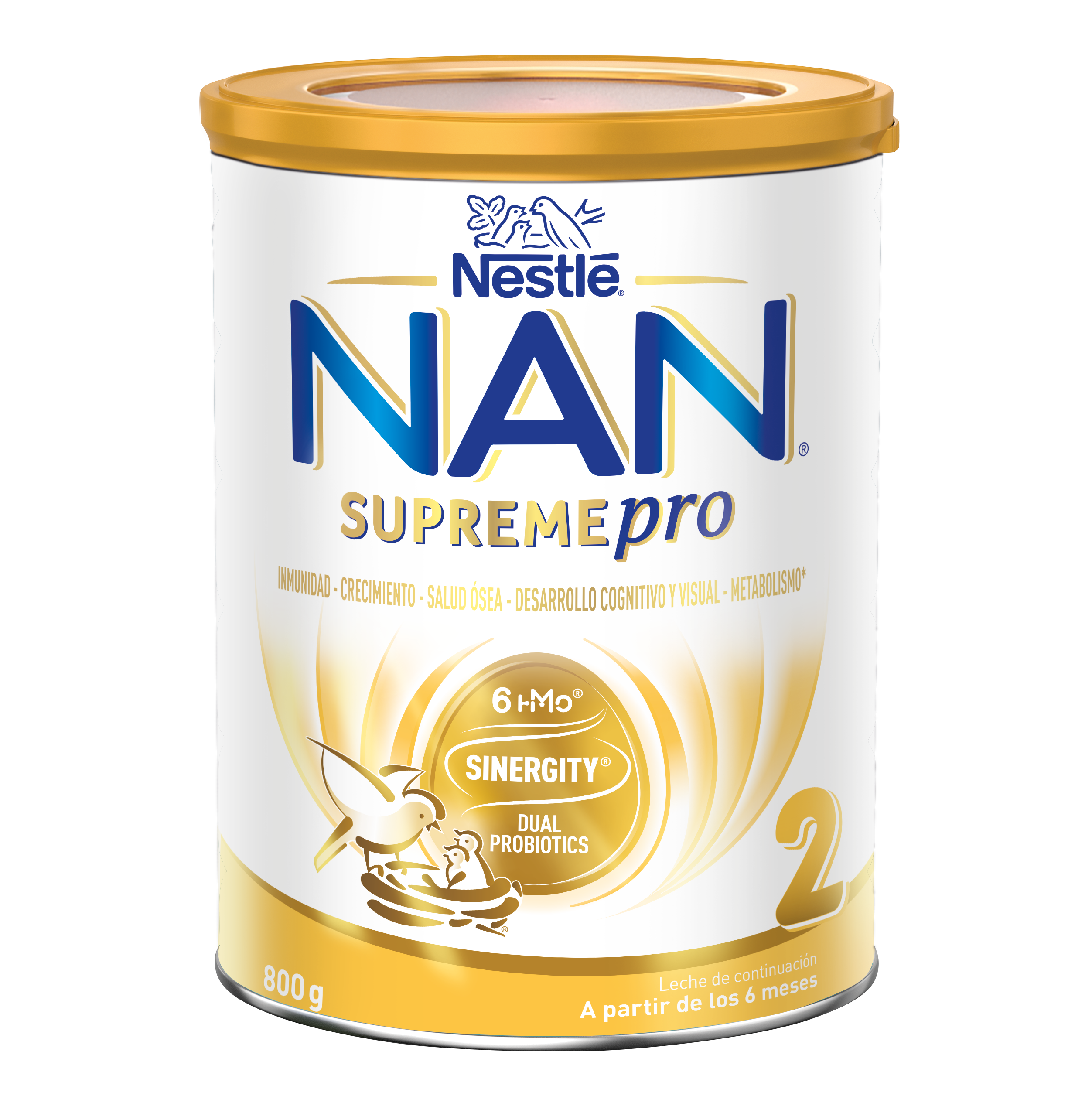 white-and-gold Nestlé NAN Supremepro stage 2 infant formula can