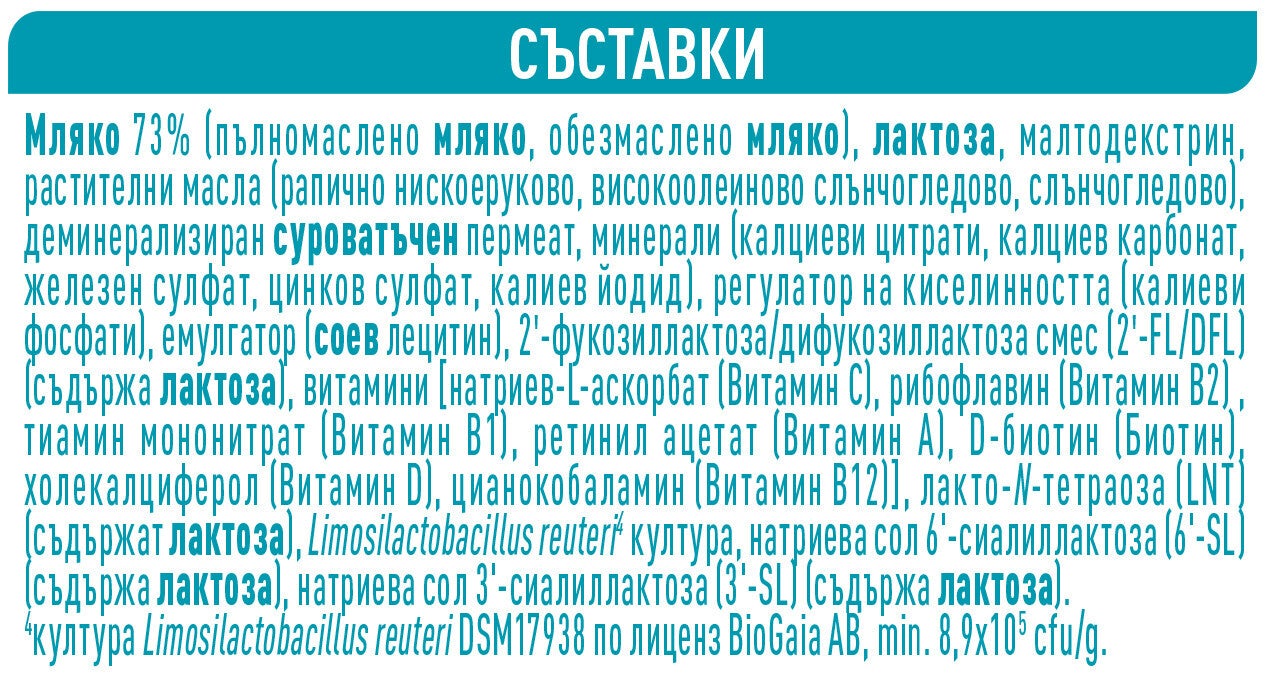 Ingredients list on blue gradient background