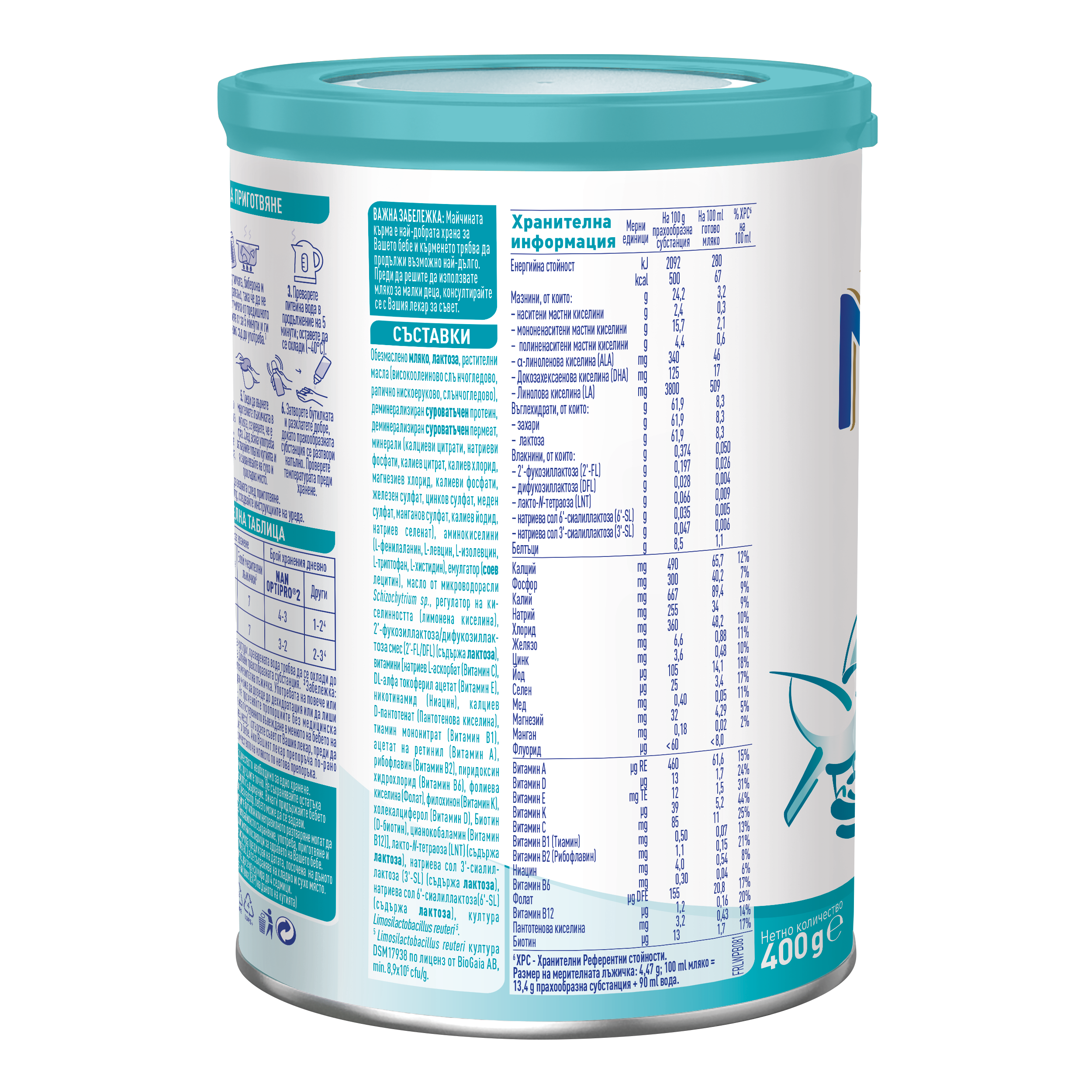 Nestlé NAN OPTIPRO 2 infant formula can with teal and white label