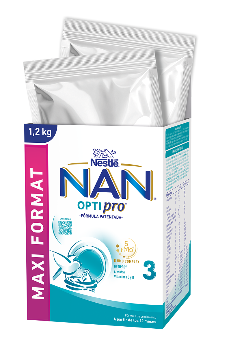 NAN Optipro 3 infant formula box, blue-white packaging with Nestlé logo