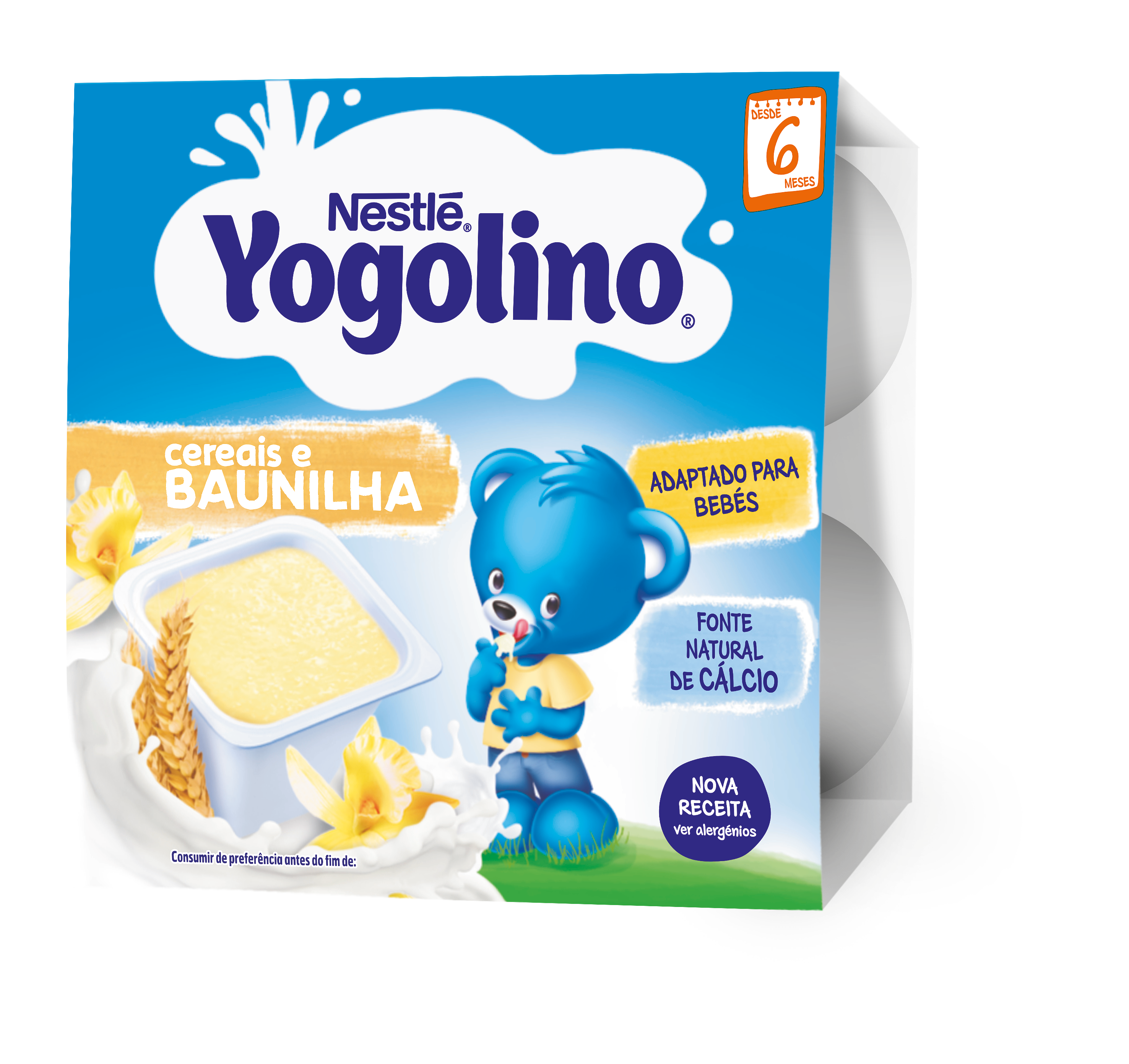 Nestlé YOGOLINO Грис Ванилия млечен десерт, от 6-ия месец, 100g (4бр. в опаковка)