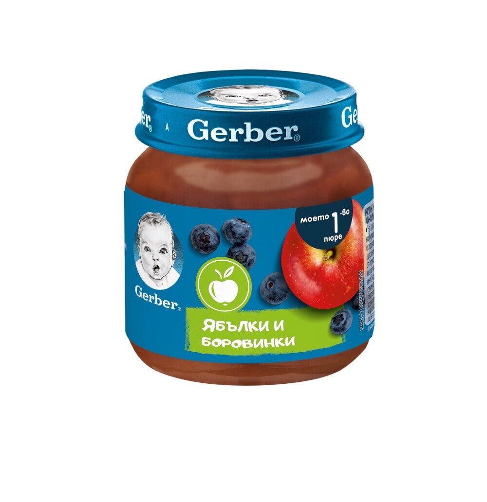 Gerber Храна за бебета, Пюре от ябълки и боровинки