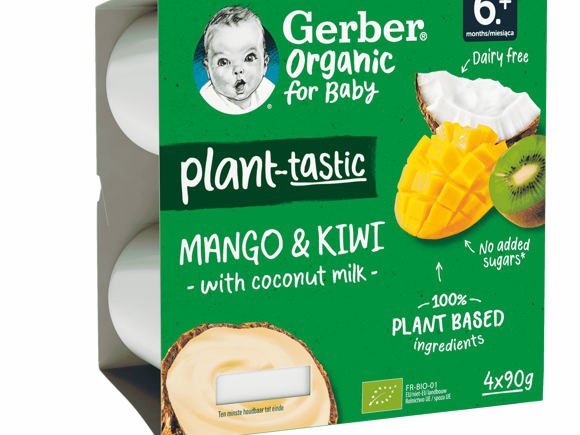 Gerber® Organic Десерт, Манго, киви и кокос_teaser1 Gerber® Organic Десерт, Манго, киви и кокос_teaser1