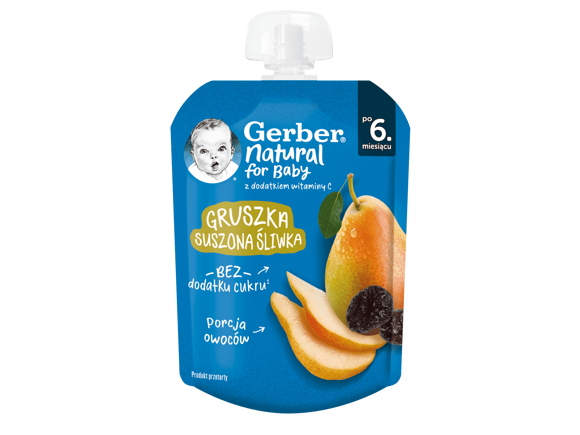 GERBER® Храна за бебета, Круша и сушени сливи пюре_teaser GERBER® Храна за бебета, Круша и сушени сливи пюре_teaser