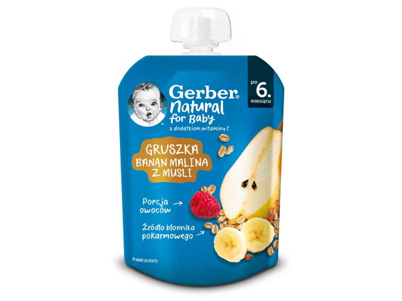 Gerber® Natural for baby Круша, банан, малина с мюсли_teaser Gerber® Natural for baby Круша, банан, малина с мюсли_teaser