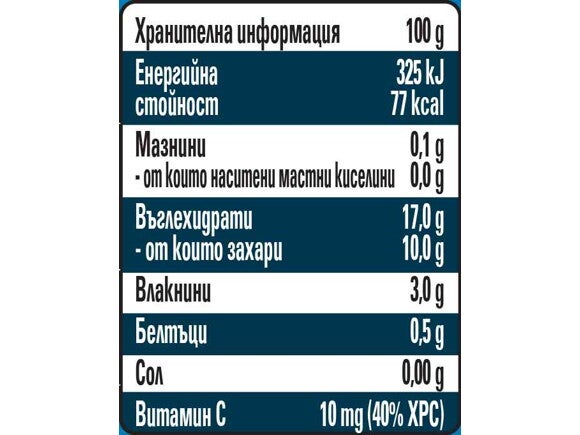 GERBER® Круша и сушени сливи пюре_nutr table