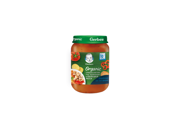 GERBER® Organic Sladŭk kartof sŭs zelenchutsi i pileshko meso