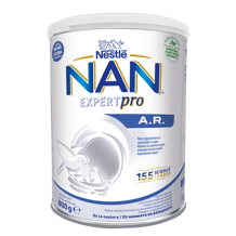 Nestlé® NAN® A.R., от момента на раждането, Формула за кърмачета против повръщане (регургитация), 800 g, метална кутия Nestlé® NAN® A.R., от момента на раждането, Формула за кърмачета против повръщане (регургитация), 800 g, метална кутия