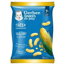 Gerber® Snacks for baby, Снакс, царевичен снакс, от 7-ия месец, 28g, плик Gerber® Snacks for baby, Снакс, царевичен снакс, от 7-ия месец, 28g, плик