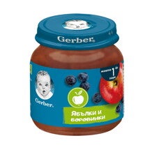 Nestlé GERBER® Пюре Ябълки и боровинки, Моето първо пюре Nestlé GERBER® Пюре Ябълки и боровинки, Моето първо пюре