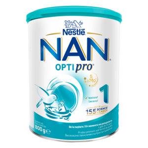 Nestlé NAN OPTIPRO 1 infant formula can with teal and white label