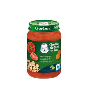 Gerber® Organic for baby, Зеленчуци с пуйка, в доматен сос, от 6-ия месец, 190g
