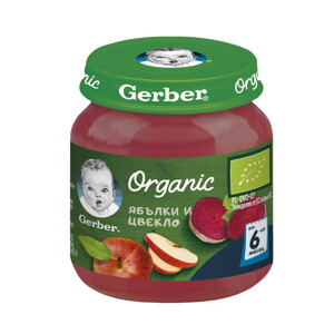 Gerber Organic Храна за бебета, Пюре от ябълки и цвекло Gerber Organic Храна за бебета, Пюре от ябълки и цвекло