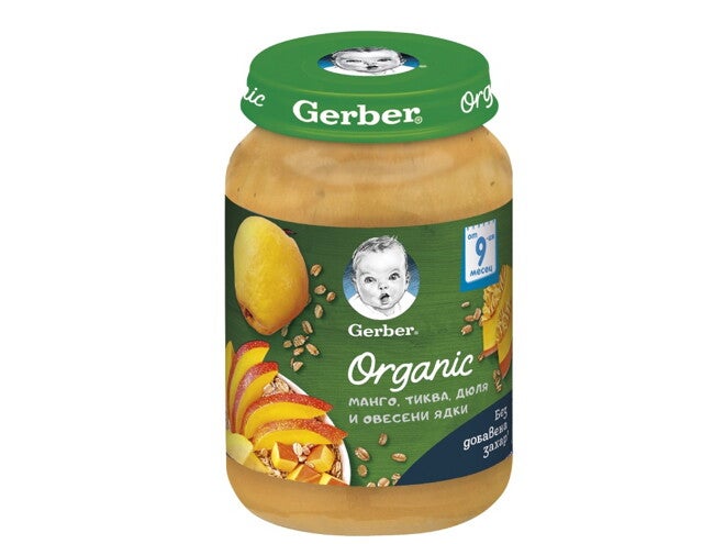 Gerber® Organic Манго, тиква, дюля и овесени ядки пюре