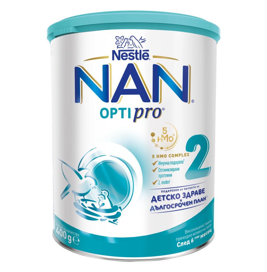Nestlé NAN OPTIPRO 2 infant formula can with teal and white label