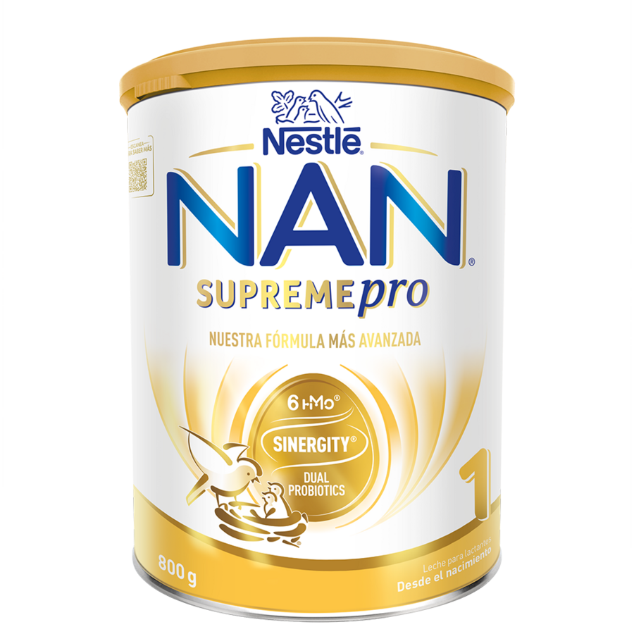 Nestlé NAN Supremepro infant formula can, white and gold packaging