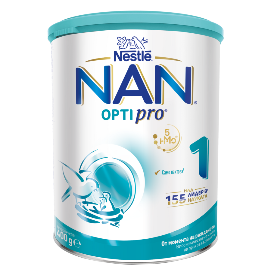 Photograph: Nestlé NAN OPTIPRO 1 infant formula tin, white and teal packaging