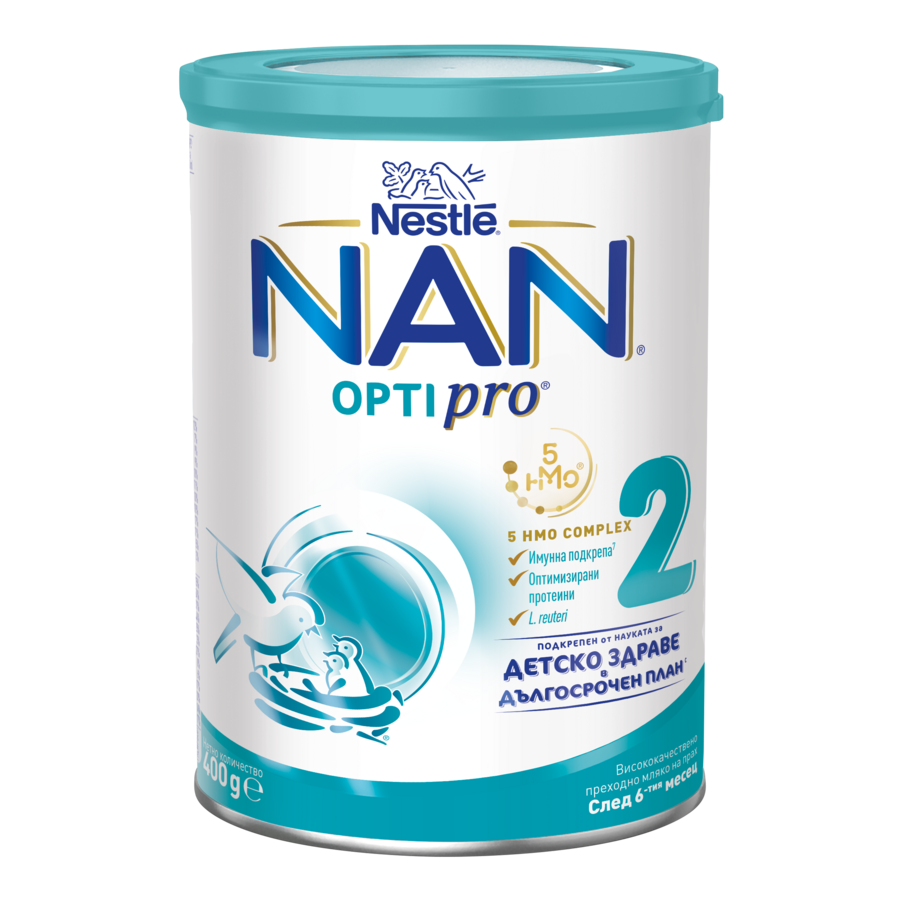 Nestlé NAN OPTIPRO 2 infant formula can with teal and white label