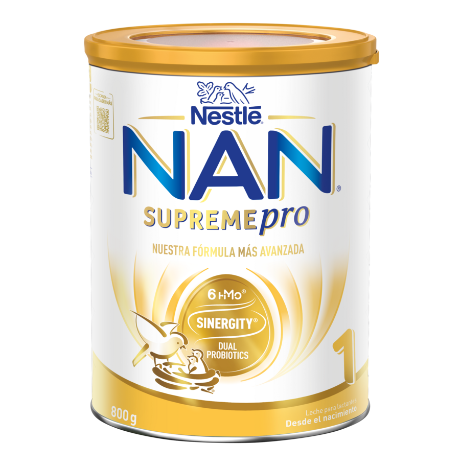 Nestlé NAN Supremepro infant formula can, white and gold packaging