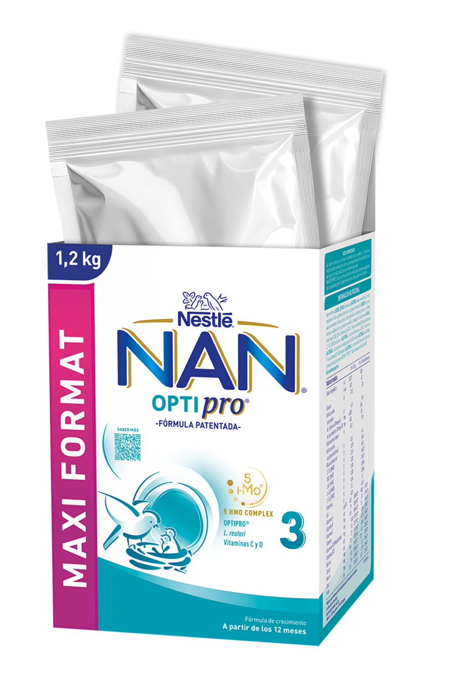 NAN Optipro 3 infant formula box, blue-white packaging with Nestlé logo