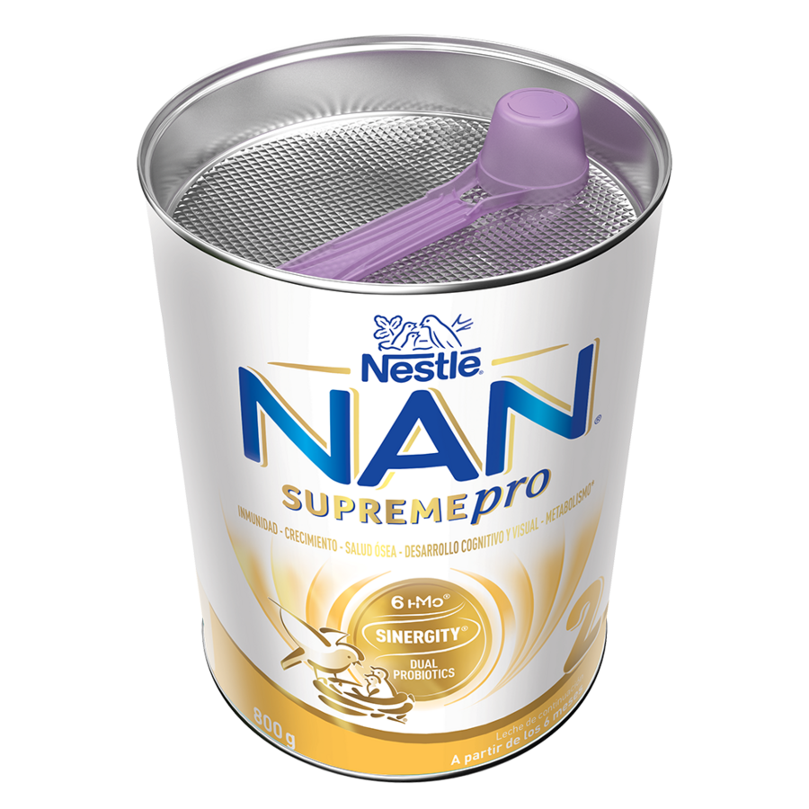 Nestlé NAN SUPREMEpro infant formula can with purple scoop