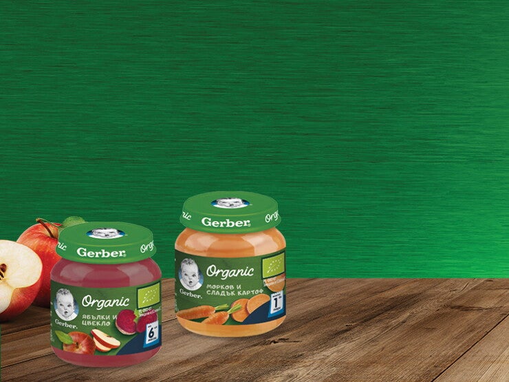 Gerber® Organic пюрета в бурканче Gerber® Organic пюрета в бурканче