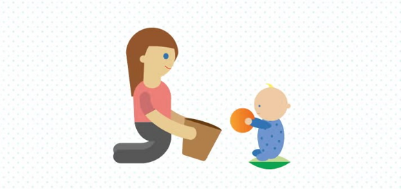 Игра на родител и дете с топка Игра на родител и дете с топка