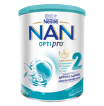 Nestlé NAN OPTIPRO 2 infant formula can with teal and white label