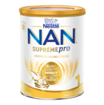Nestlé NAN Supremepro infant formula can, white and gold packaging