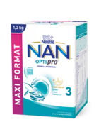 NAN Optipro 3 infant formula box, blue-white packaging with Nestlé logo