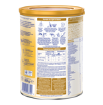 White-and-gold formula canister showing back nutrition and ingredient labels