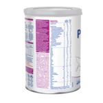 White baby formula canister with purple nutrition and ingredient panels