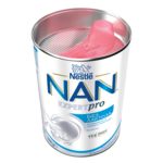 Tin can of Nestlé NAN Expert Pro infant formula with pink scoop