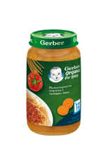 Gerber Organic for baby, Храна за бебета, Пюре от Спагети с телешко, от 12-тия месец, 250g